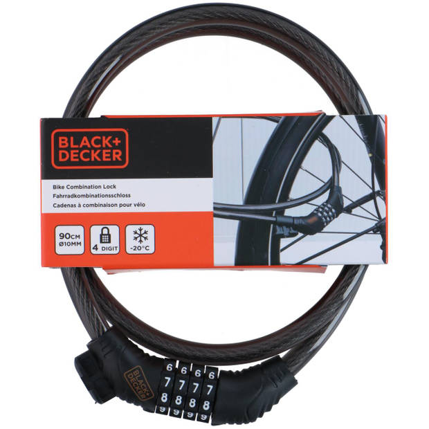 BLACK+DECKER Cijferslot BXCHBL7008 - Geschikt voor Fiets, Motor en Scooter - Cijferslot met 4 Cijfers - Zwart