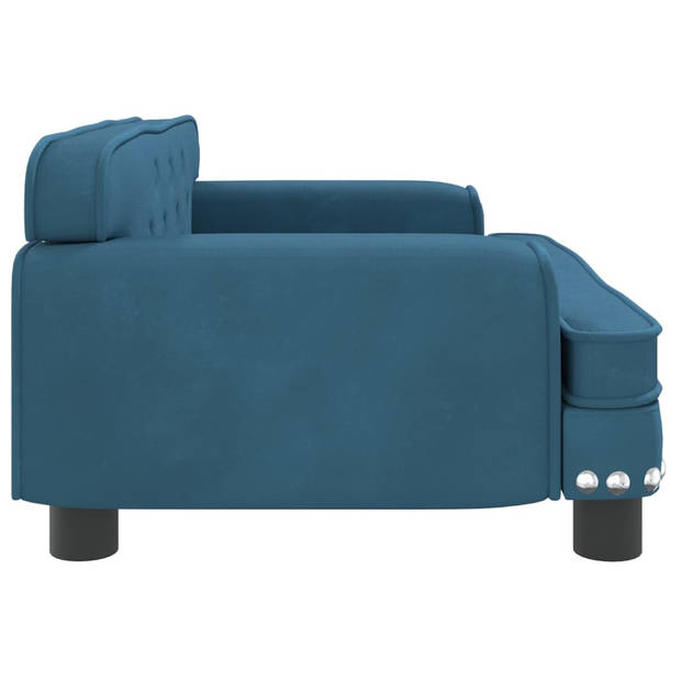 The Living Store Hondenbank - Fluweel - 70x45x30 cm - Blauw