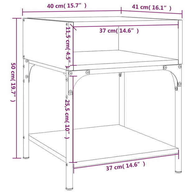 vidaXL Nachtkastjes 2 st 40x41x50 cm bewerkt hout sonoma eikenkleurig