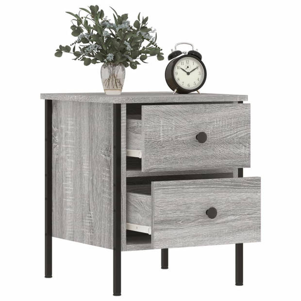 vidaXL Nachtkastjes 2 st 40x42x50 cm bewerkt hout grijs sonoma eiken