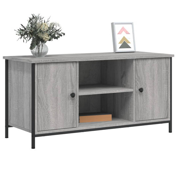 The Living Store TV-kast - Klassiek - Meubelen - Afmetingen- 100 x 40 x 50 cm - Kleur- Grijs Sonoma Eiken - Duurzaam