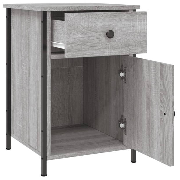 vidaXL Nachtkastjes 2 st 40x42x60 cm bewerkt hout grijs sonoma eiken