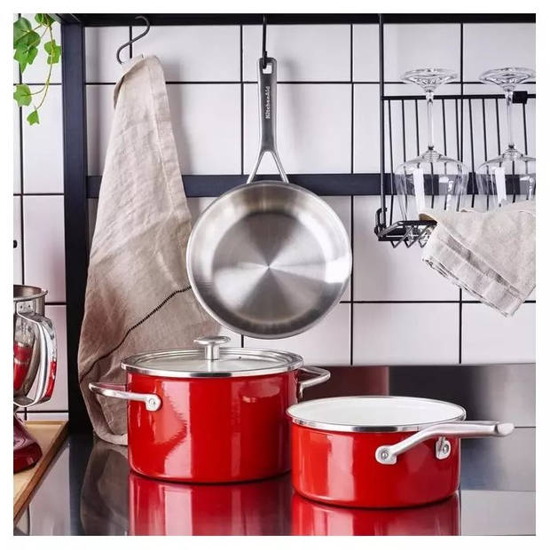 KitchenAid Pannenset Steel Core Enamel Keizerrood 8-Delig