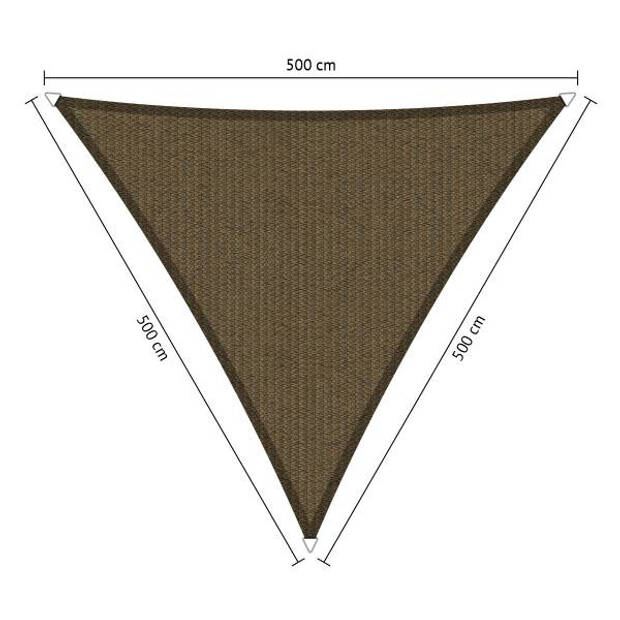 Shadow Comfort driehoek 5x5x5m Japanese Brown met bevestigingsset