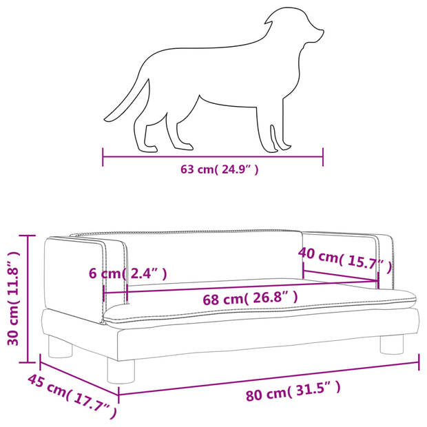 The Living Store Hondenbed - Comfort - Hondenbed voor kleine honden - 80x45x30cm - Grijs