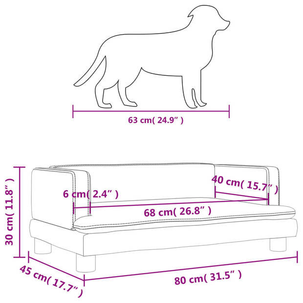 vidaXL Hondenmand 80x45x30 cm fluweel crèmekleurig