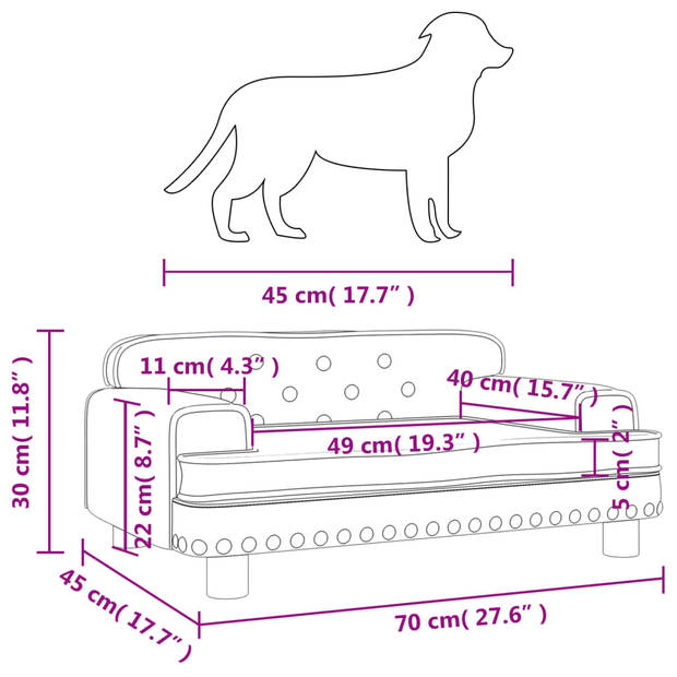The Living Store Hondenbank - Zwart kunstleer - 70 x 45 x 30 cm - Comfortabel en duurzaam - Geschikt voor kleine honden