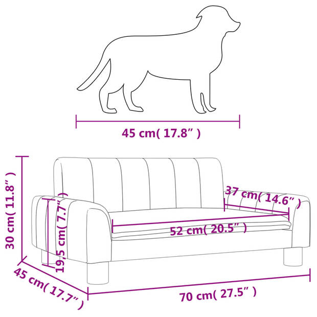 The Living Store Hondenbank - Comfortabel hondenbed 70x45x30 cm - Lichtgrijs - Massief grenenhout
