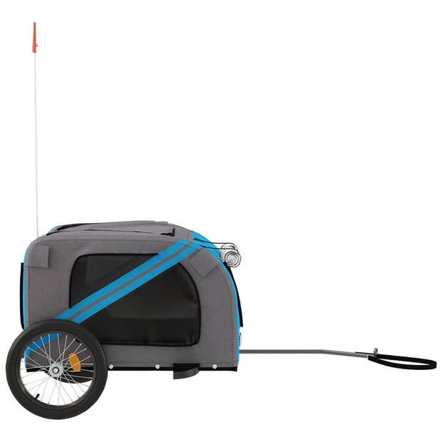 vidaXL Hondenfietstrailer oxford stof en ijzer blauw en grijs