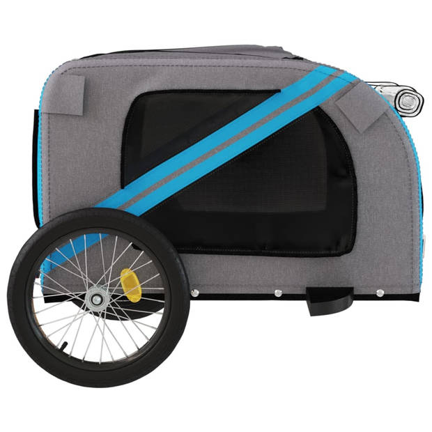 vidaXL Hondenfietstrailer oxford stof en ijzer blauw en grijs