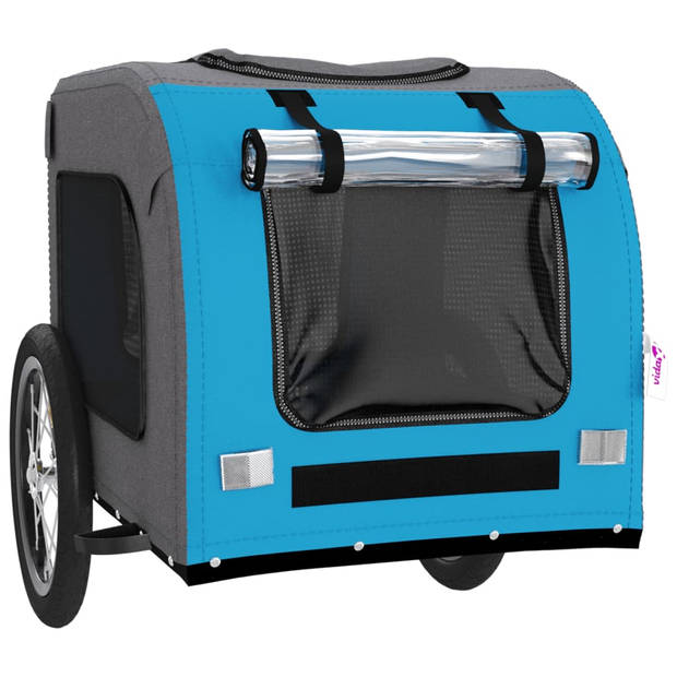 vidaXL Hondenfietstrailer oxford stof en ijzer blauw en grijs