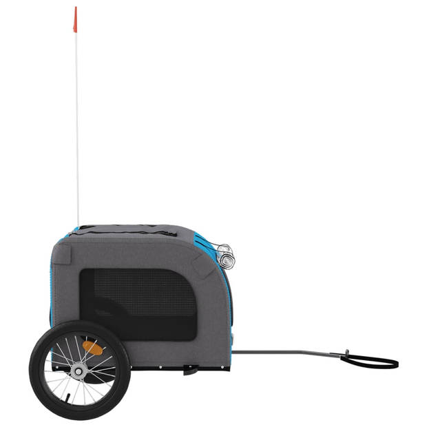 vidaXL Hondenfietstrailer oxford stof en ijzer blauw en grijs