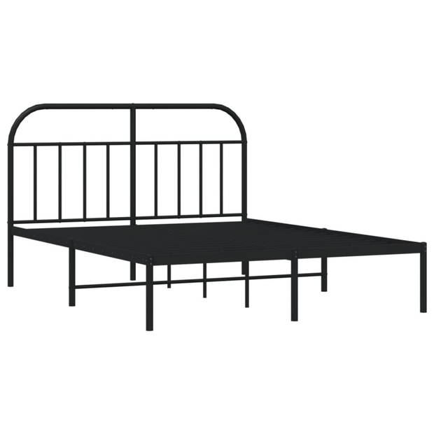 vidaXL Bedframe met hoofdbord metaal zwart 140x190 cm