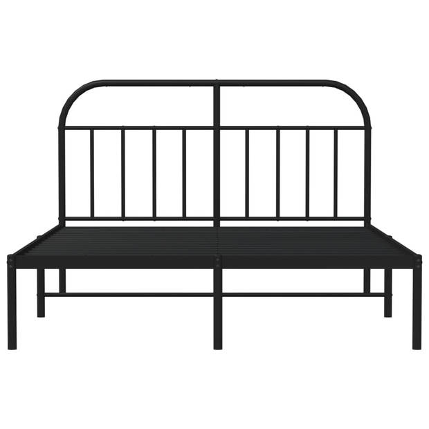 vidaXL Bedframe met hoofdbord metaal zwart 140x190 cm