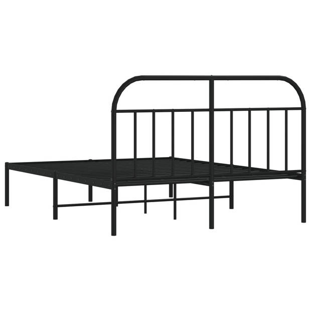 vidaXL Bedframe met hoofdbord metaal zwart 140x190 cm