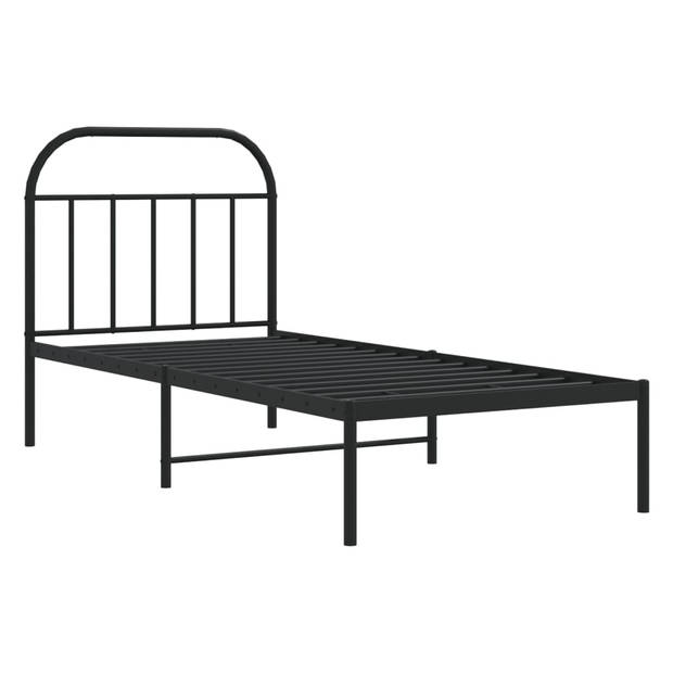 vidaXL Bedframe met hoofdbord metaal zwart 80x200 cm