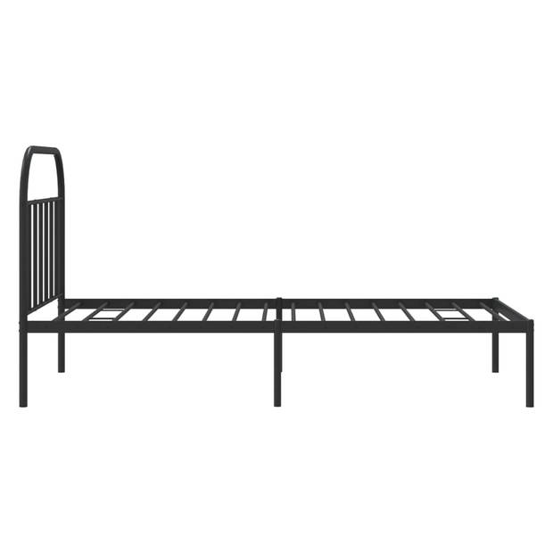 vidaXL Bedframe met hoofdbord metaal zwart 100x200 cm