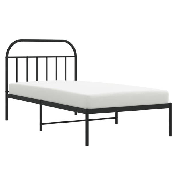 vidaXL Bedframe met hoofdbord metaal zwart 100x200 cm