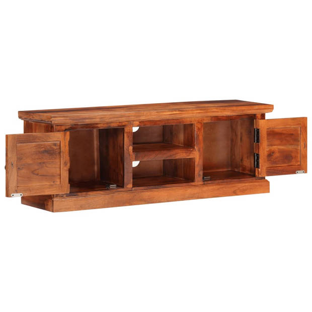 The Living Store Tv-kast Massief Acacia - 112 x 30 x 40 cm - Honingkleurige afwerking