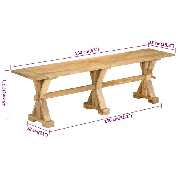 vidaXL Bankje 160x35x45 cm massief mangohout