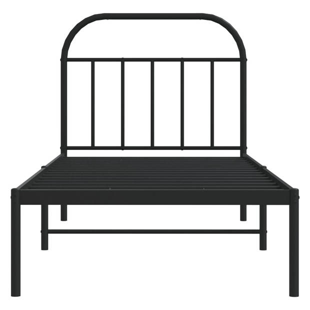 vidaXL Bedframe met hoofdbord metaal zwart 80x200 cm