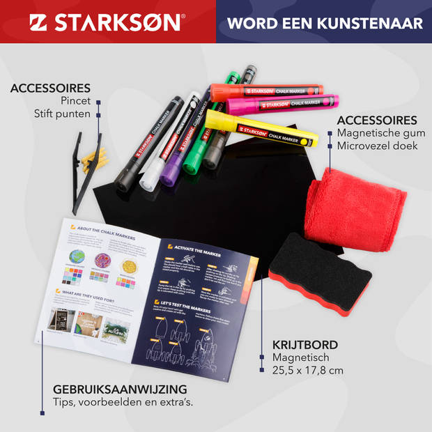 STARKSØN® 36-Delige Raamstiften & Krijtstiften Set - Krijtmarker voor Krijtbord, Raam & Whiteboard