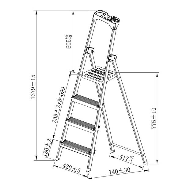 Ladder / Huishoudtrap - Inklapbaar - 4 treden