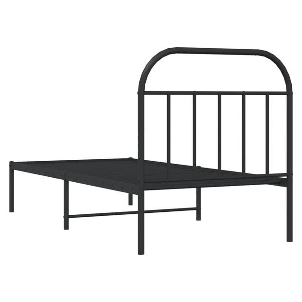 vidaXL Bedframe met hoofdbord metaal zwart 80x200 cm