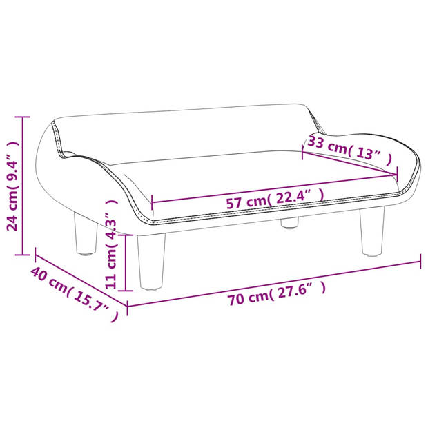 vidaXL Kinderbank 70x40x24 cm stof lichtgrijs