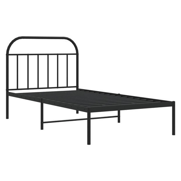 vidaXL Bedframe met hoofdbord metaal zwart 100x190 cm