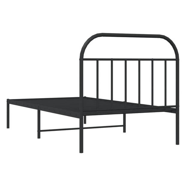 vidaXL Bedframe met hoofdbord metaal zwart 100x190 cm