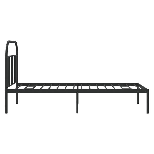 vidaXL Bedframe met hoofdbord metaal zwart 100x190 cm