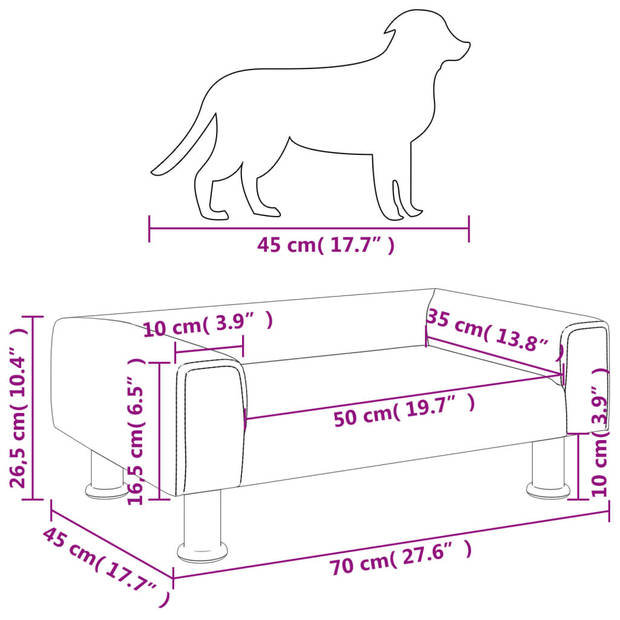 The Living Store Hondenbed - Fluweel - Blauw - 70 x 45 x 26.5 cm - Geschikt voor kleine honden en huisdieren