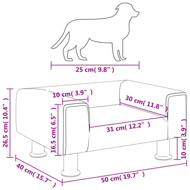 The Living Store Hondenbank Fluweel - 50 x 40 x 26.5 cm - Bruin - Geschikt voor kleine honden - Max - 50 kg