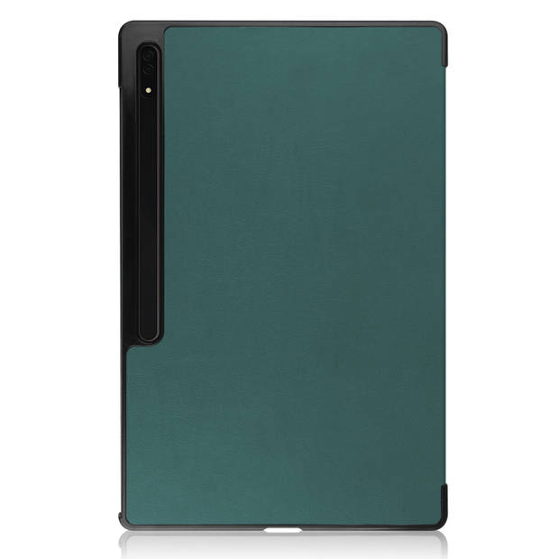 Basey Samsung Galaxy Tab S9 Ultra Hoes Case Met S Pen Uitsparing - Samsung Tab S9 Ultra Hoesje Book Cover - Donker Groen