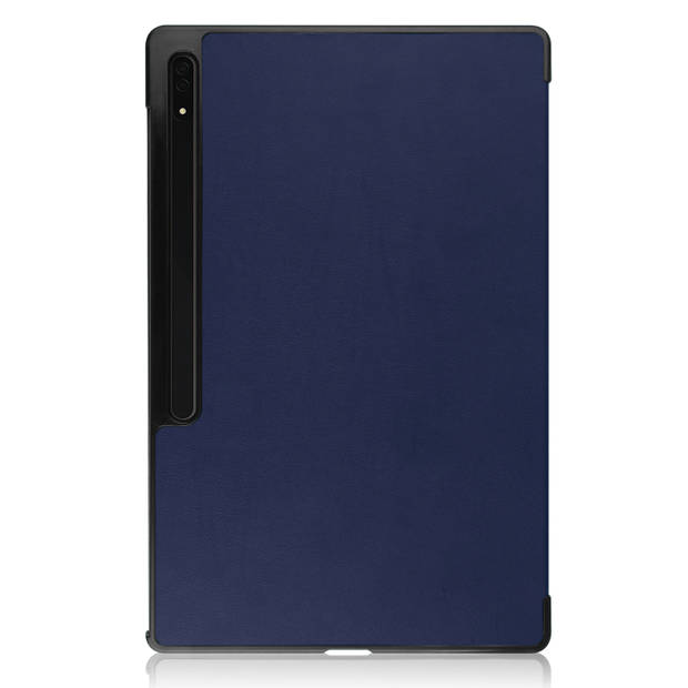 Basey Samsung Galaxy Tab S9 Ultra Hoes Case Met S Pen Uitsparing - Samsung Tab S9 Ultra Hoesje Book Cover - Donker Blauw
