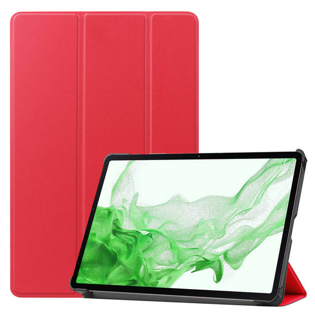 Basey Samsung Galaxy Tab S9 Plus Hoesje Kunstleer Hoes Case Cover -Rood