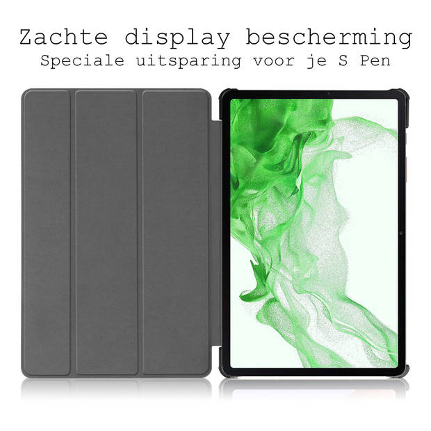 Basey Samsung Galaxy Tab S9 Hoes Case Met S Pen Uitsparing - Samsung Tab S9 Hoesje Book Cover - Zwart