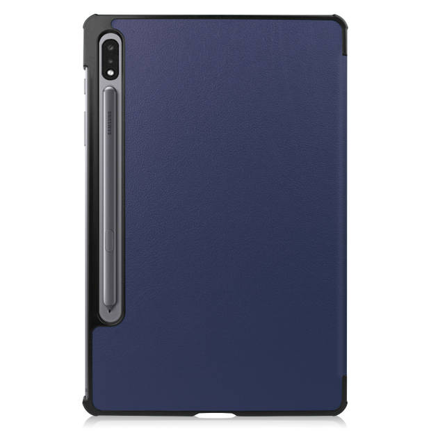 Basey Samsung Galaxy Tab S9 Plus Hoesje Kunstleer Hoes Case Cover -Donkerblauw