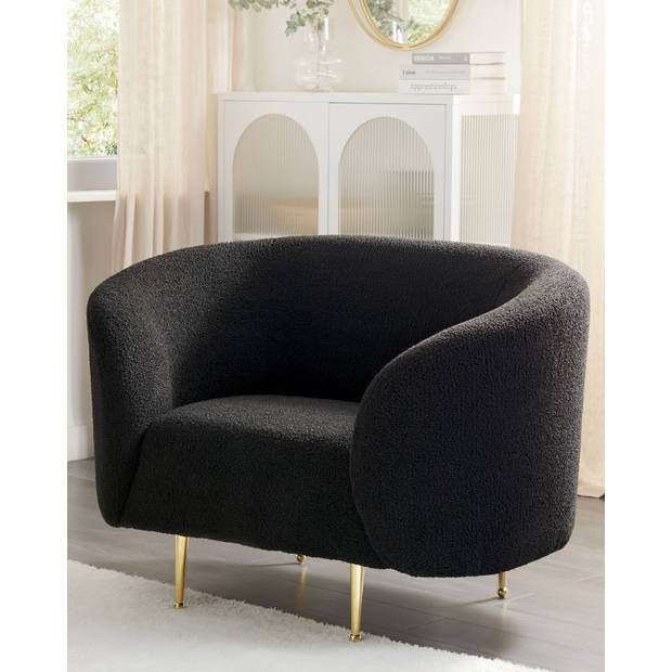 Beliani LOEN - Fauteuil-Zwart-Bouclé