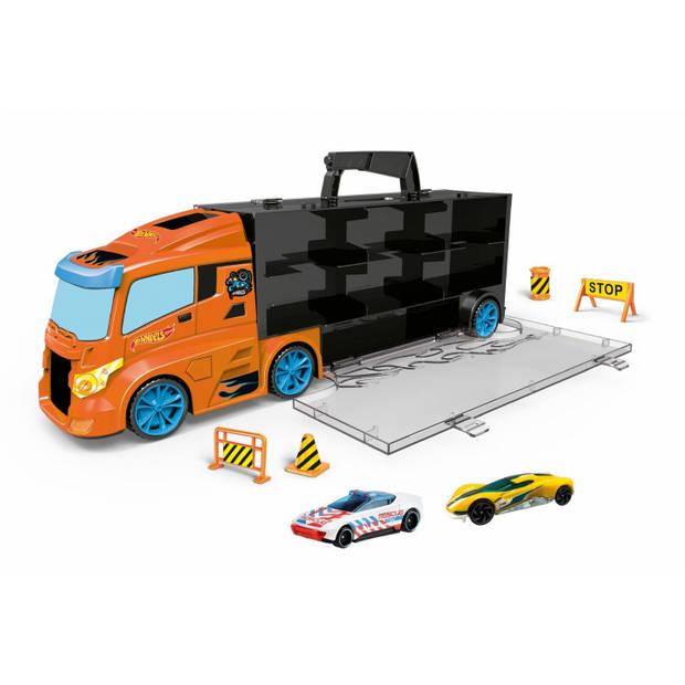 Hot Wheels transporterkoffer inclusief 2 Hot Wheels auto's