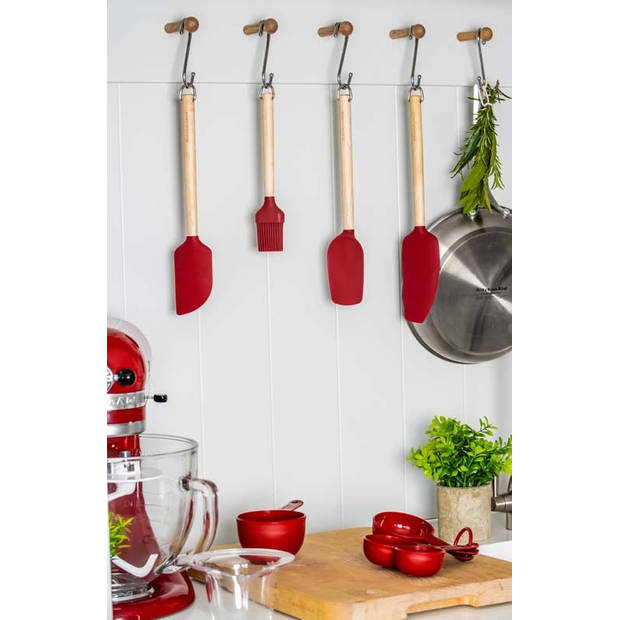 KitchenAid - Siliconen Spatel, Schuin - Schraper - Hout - Empire Red - KitchenAid