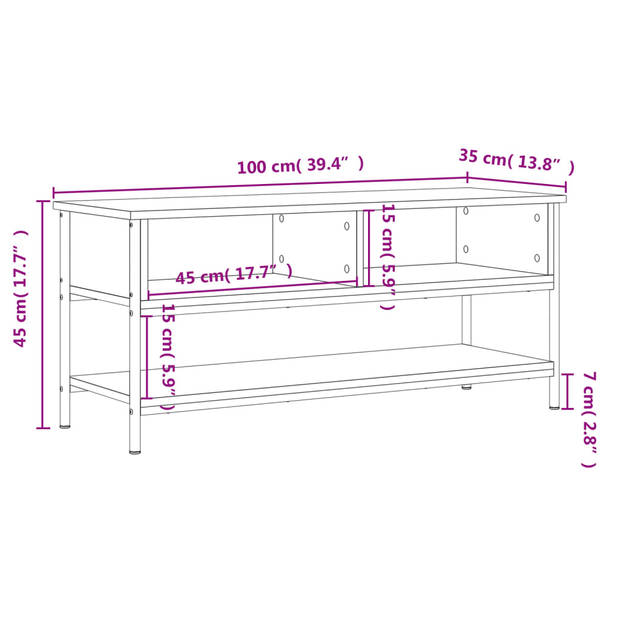 The Living Store Tv-meubel Bruineiken 100x35x45 cm - Klassiek design - Duurzaam hout - Voldoende opbergruimte -