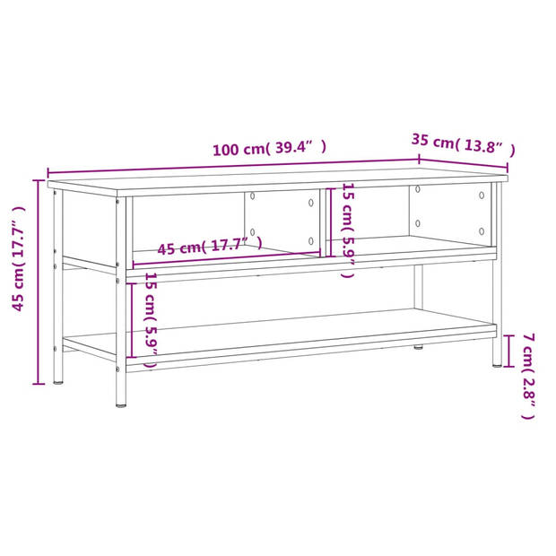 The Living Store TV-kast - Classic - Meubel - 100 x 35 x 45 cm - Gerookt eiken