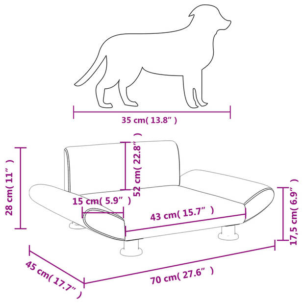 vidaXL Hondenmand 70x45x28 cm stof bruin