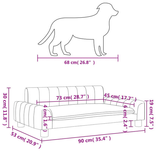 vidaXL Hondenmand 90x53x30 cm stof crèmekleurig