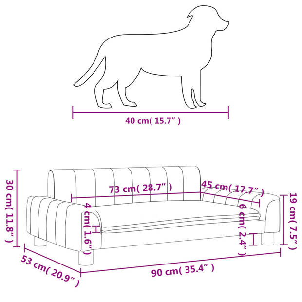 The Living Store Hondenbank - Hondenbed - 90 x 53 x 30 cm - Bruin stof - Massief grenenhout frame - Draagvermogen 50kg