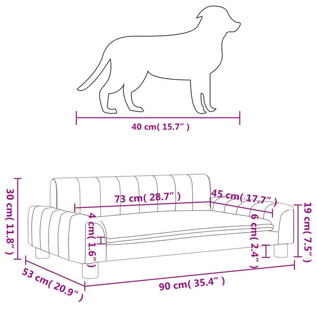 The Living Store Hondenbank - Dierenbank - Hondenbed - 90 x 53 x 30 cm - Crème