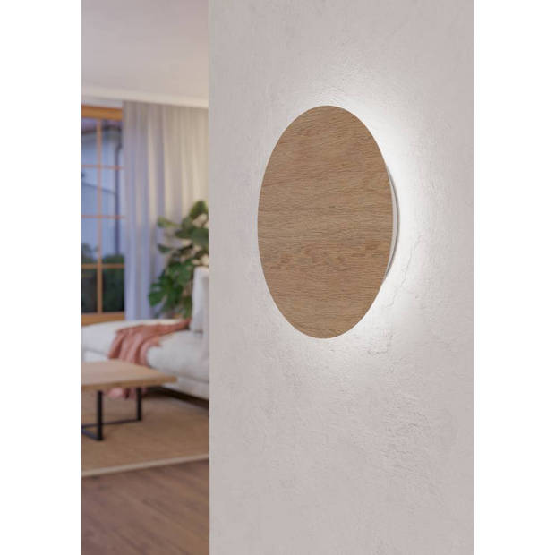 EGLO Alamilo Wandlamp - LED - Ø 22 cm - Bruin - Hout