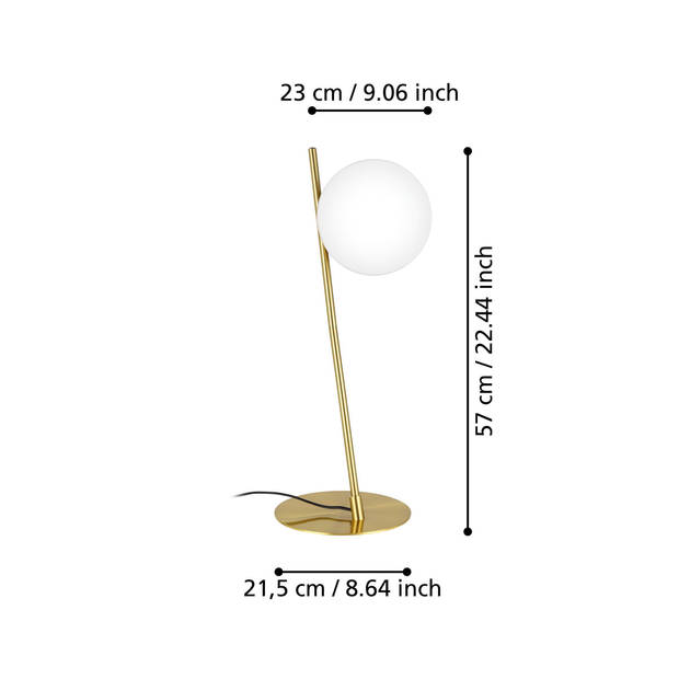 EGLO Rondo 4 Tafellamp - E27 - 56,5 cm - Goud/Wit - Glas/Staal